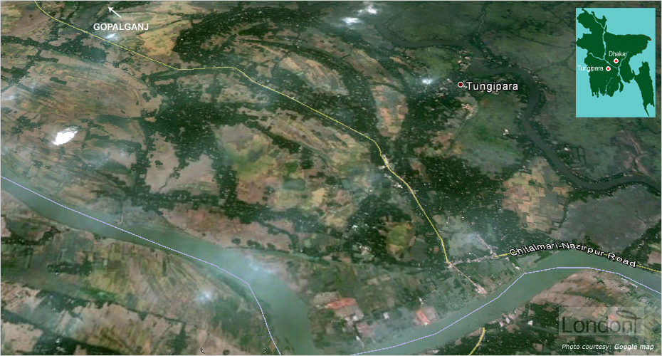 Aerial shot of Sheikh Mujib's hometown Tungipara, Gopalganj district, Dhaka