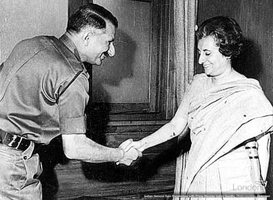 Indian General Sam Manekshaw with Prime Minister Indira Gandhi